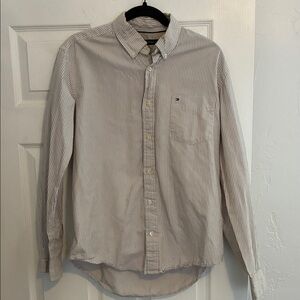 Tommy Hilfiger Men's Pinstripe Shirt - Tan and White